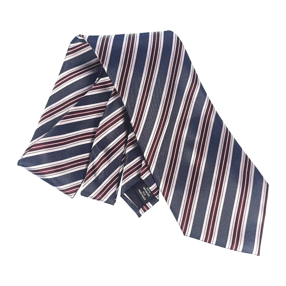 Kenneth Cole Silk Tie Blue Stripe Classic Business Necktie Wide 4"